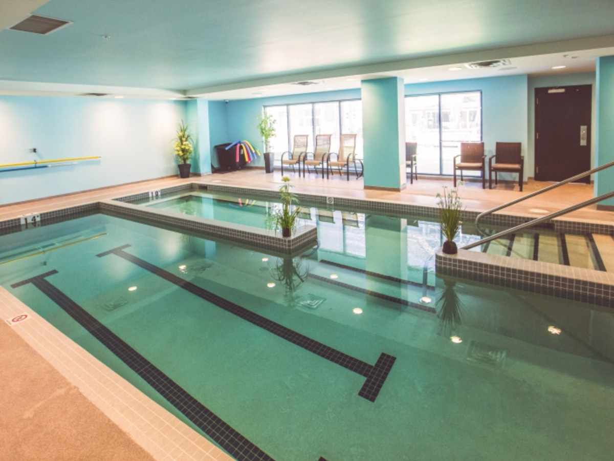 Indoor saltwater pool at Rocky Ridge Retirement Community